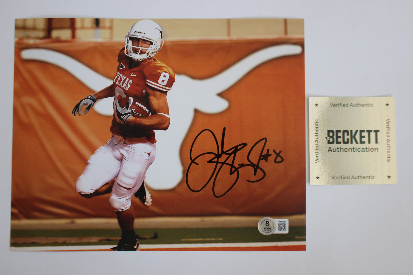 JORDAN SHIPLEY TEXAS LONGHORNS SIGNED 8x10 PHOTO UT LOGO BAS