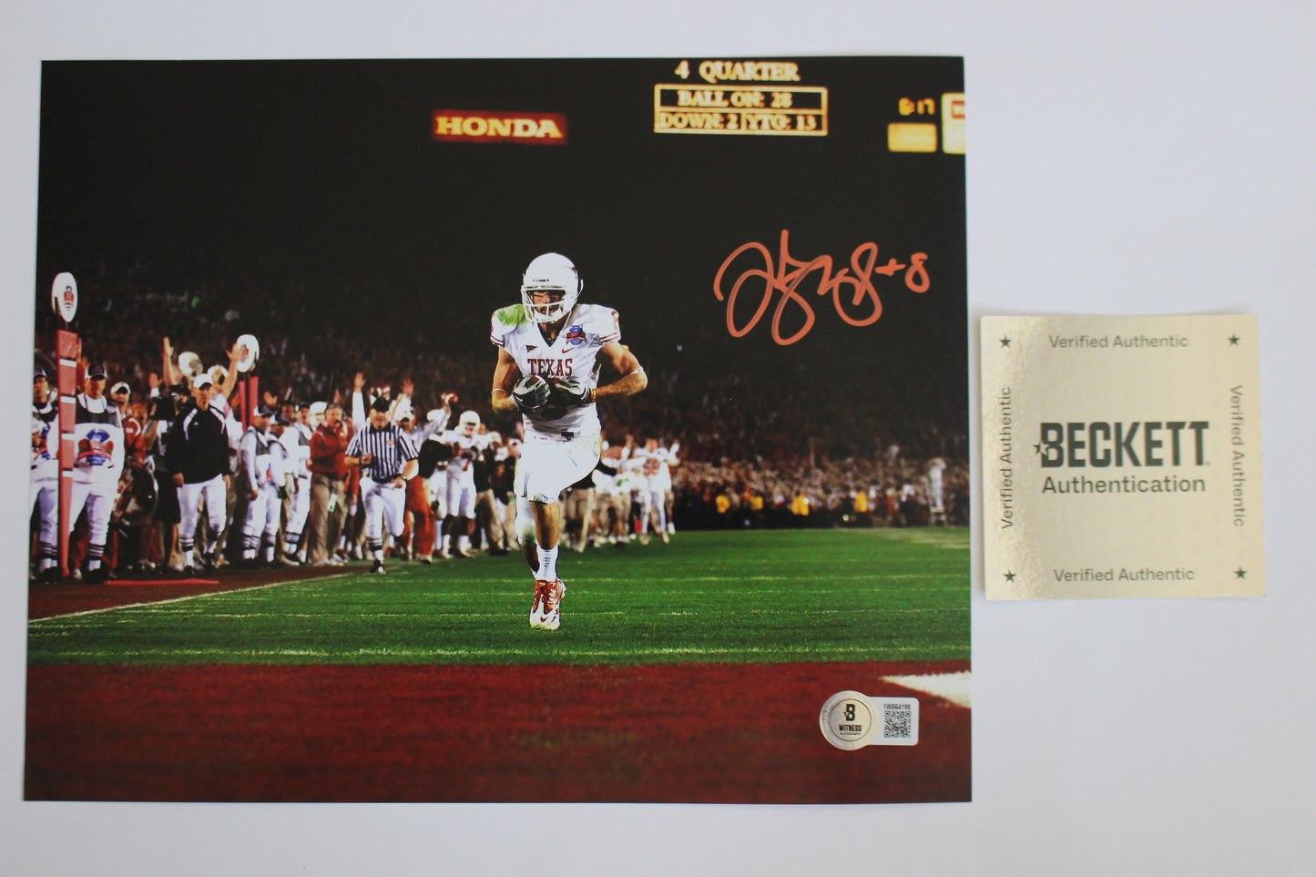 JORDAN SHIPLEY TEXAS LONGHORNS SIGNED 8x10 PHOTO Touchdown BAS COA