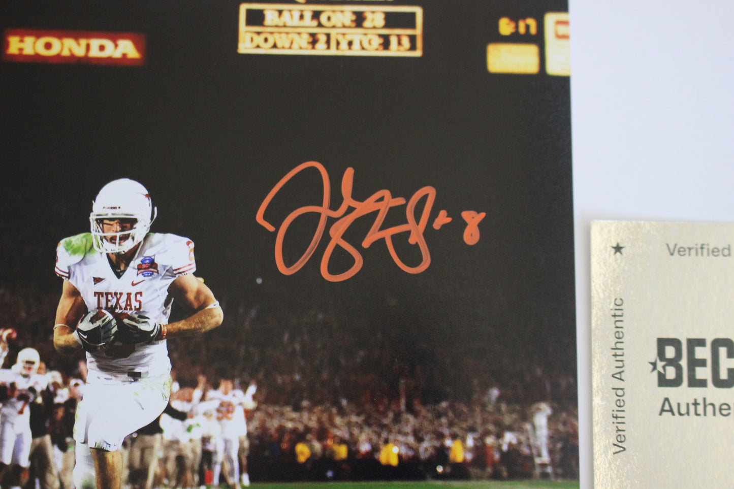 JORDAN SHIPLEY TEXAS LONGHORNS SIGNED 8x10 PHOTO Touchdown BAS COA