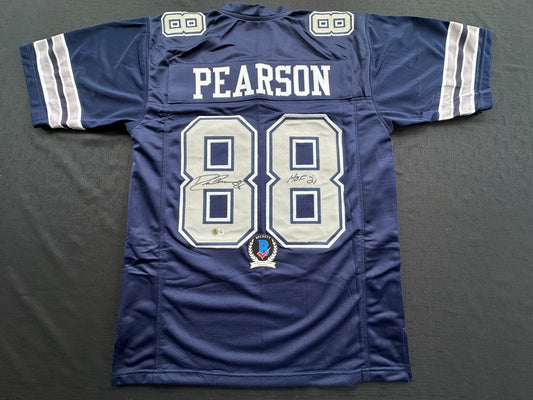 DREW PEARSON DALLAS COWBOYS SIGNED BLUE JERSEY w/HOF 21 Inscription BAS