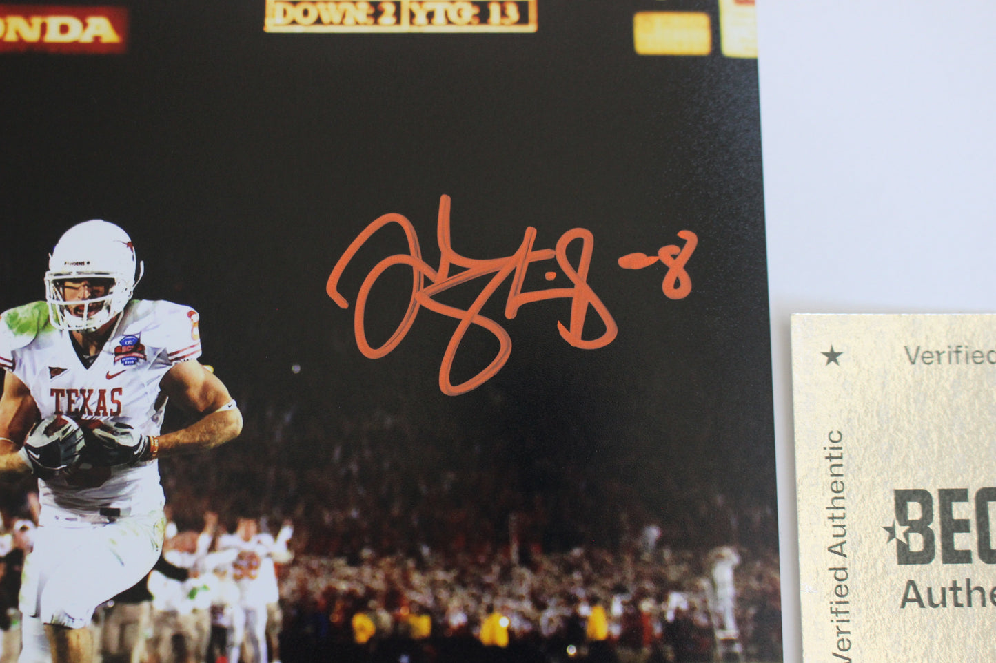 JORDAN SHIPLEY TEXAS LONGHORNS SIGNED 8x10 PHOTO Touchdown BAS COA