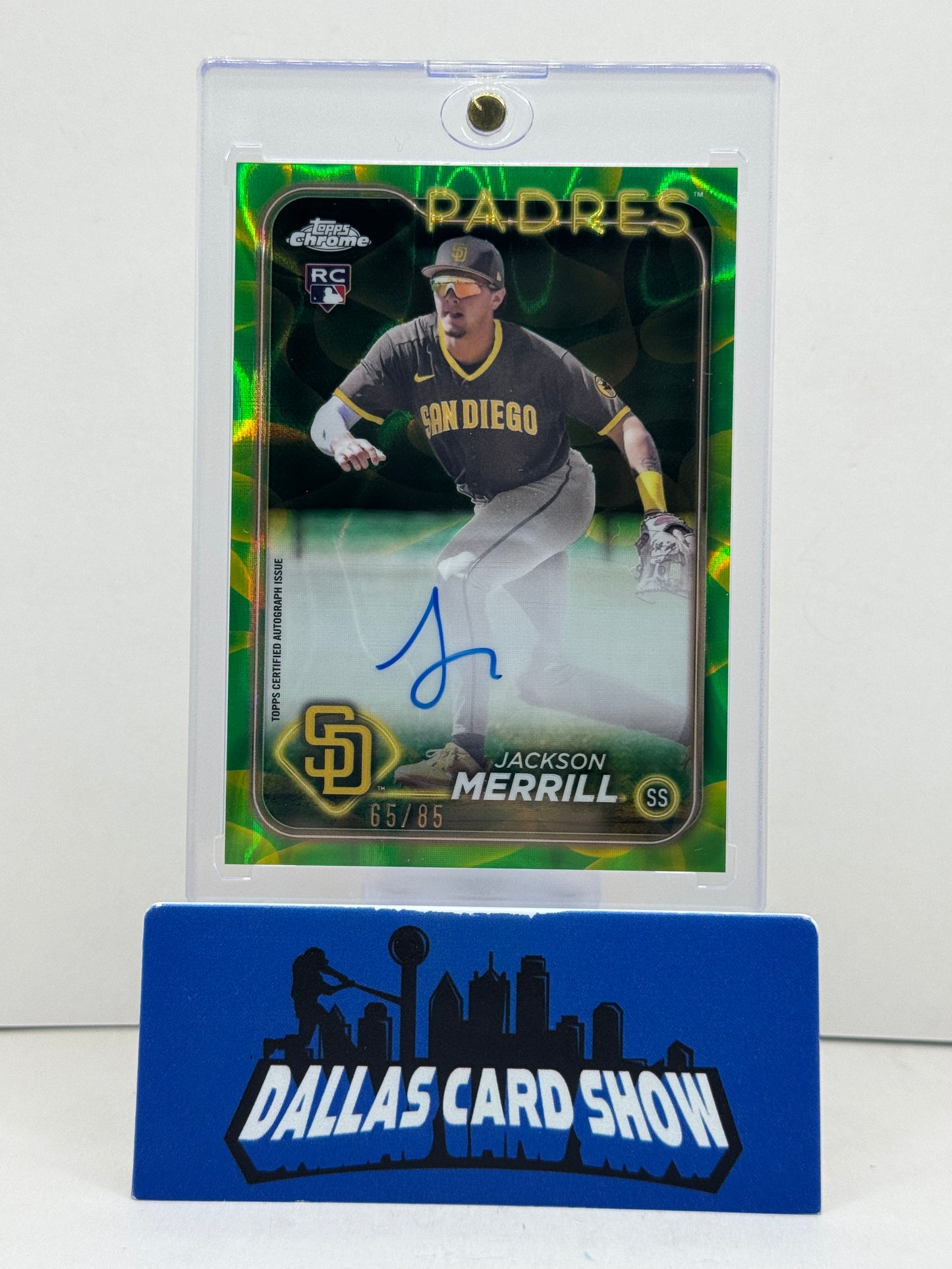 2024 Topps Chrome Update #RA-JME Jackson Merrill Green and Yellow Lava Lamp Auto /85