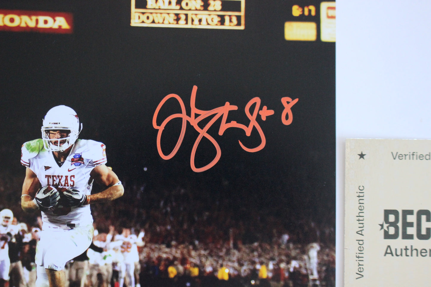 JORDAN SHIPLEY TEXAS LONGHORNS SIGNED 8x10 PHOTO Touchdown BAS COA