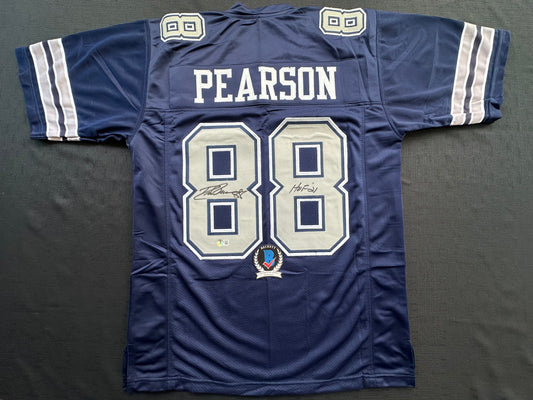 DREW PEARSON DALLAS COWBOYS SIGNED BLUE JERSEY w/HOF 21 Inscription BAS