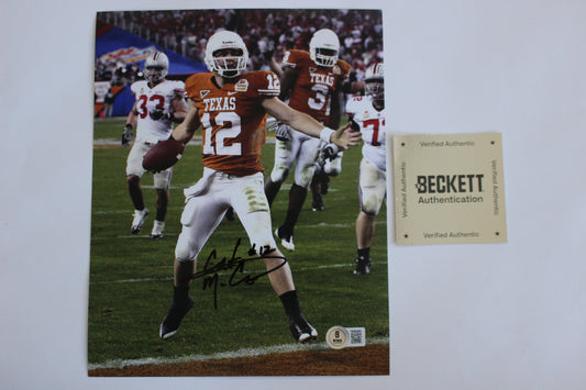 COLT MCCOY TEXAS UT LONGHORNS SIGNED 8x10 PHOTO Touchdown BAS COA