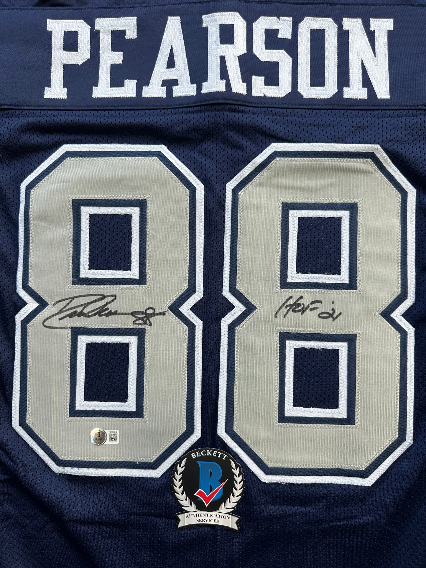 DREW PEARSON DALLAS COWBOYS SIGNED BLUE JERSEY w/HOF 21 Inscription BAS