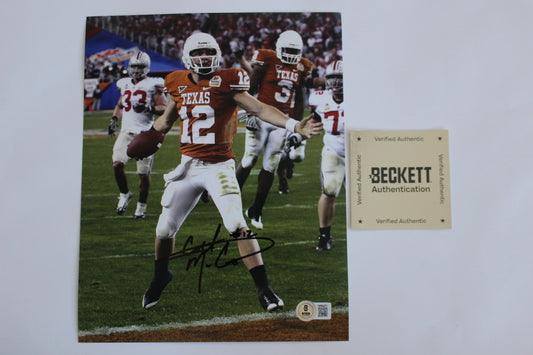 COLT MCCOY TEXAS UT LONGHORNS SIGNED 8x10 PHOTO Touchdown BAS COA