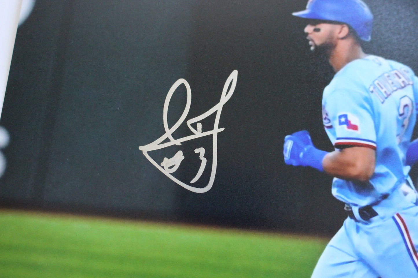 LEODY TAVERAS TEXAS RANGERS SIGNED 8x10 PHOTO ALT Light Blue UNIFORM BAS