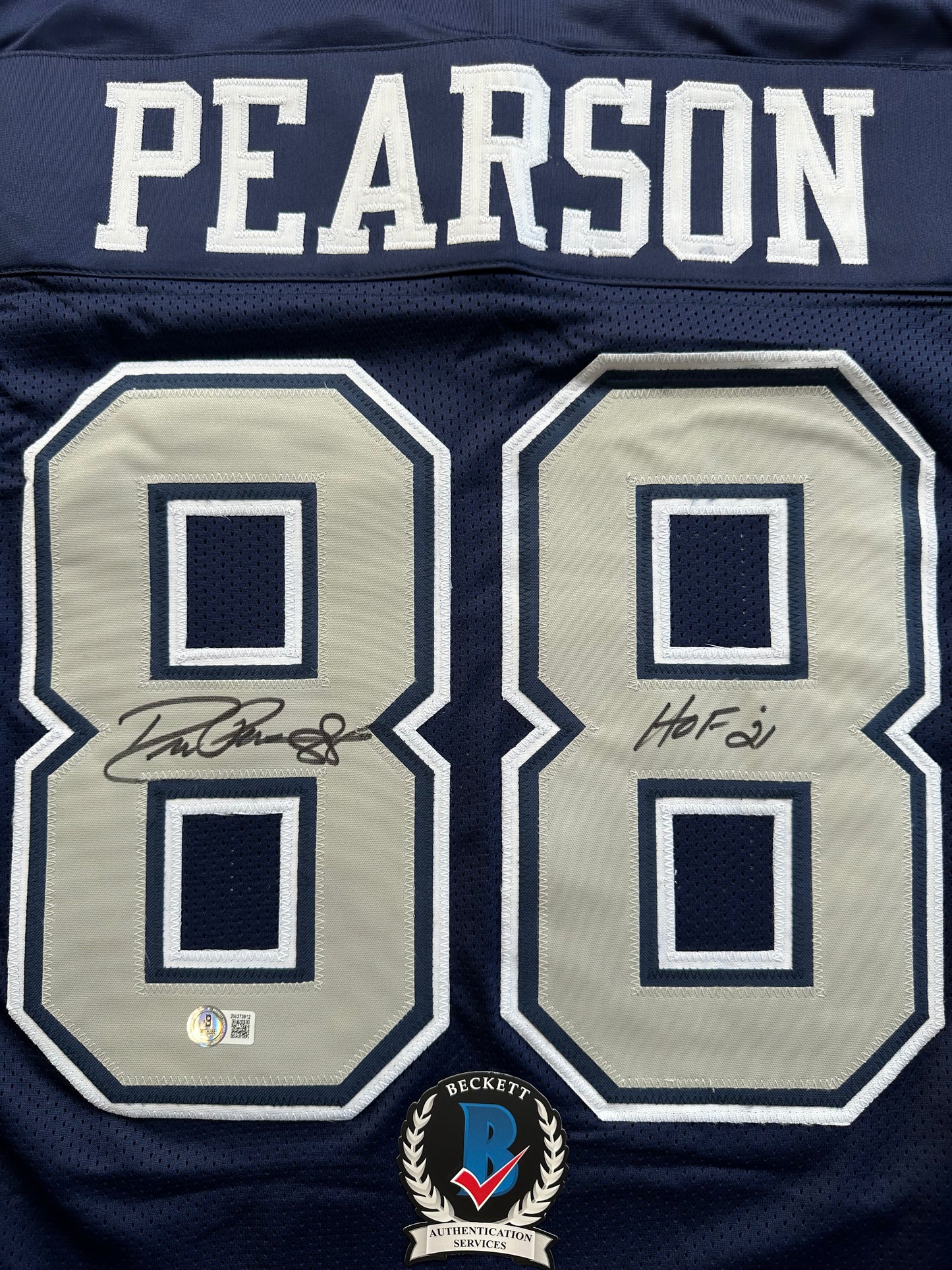 DREW PEARSON DALLAS COWBOYS SIGNED BLUE JERSEY w/HOF 21 Inscription BAS