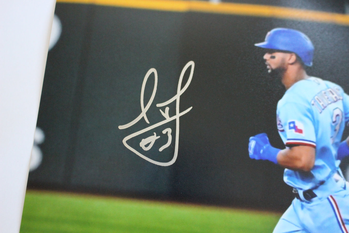 LEODY TAVERAS TEXAS RANGERS SIGNED 8x10 PHOTO ALT Light Blue UNIFORM BAS