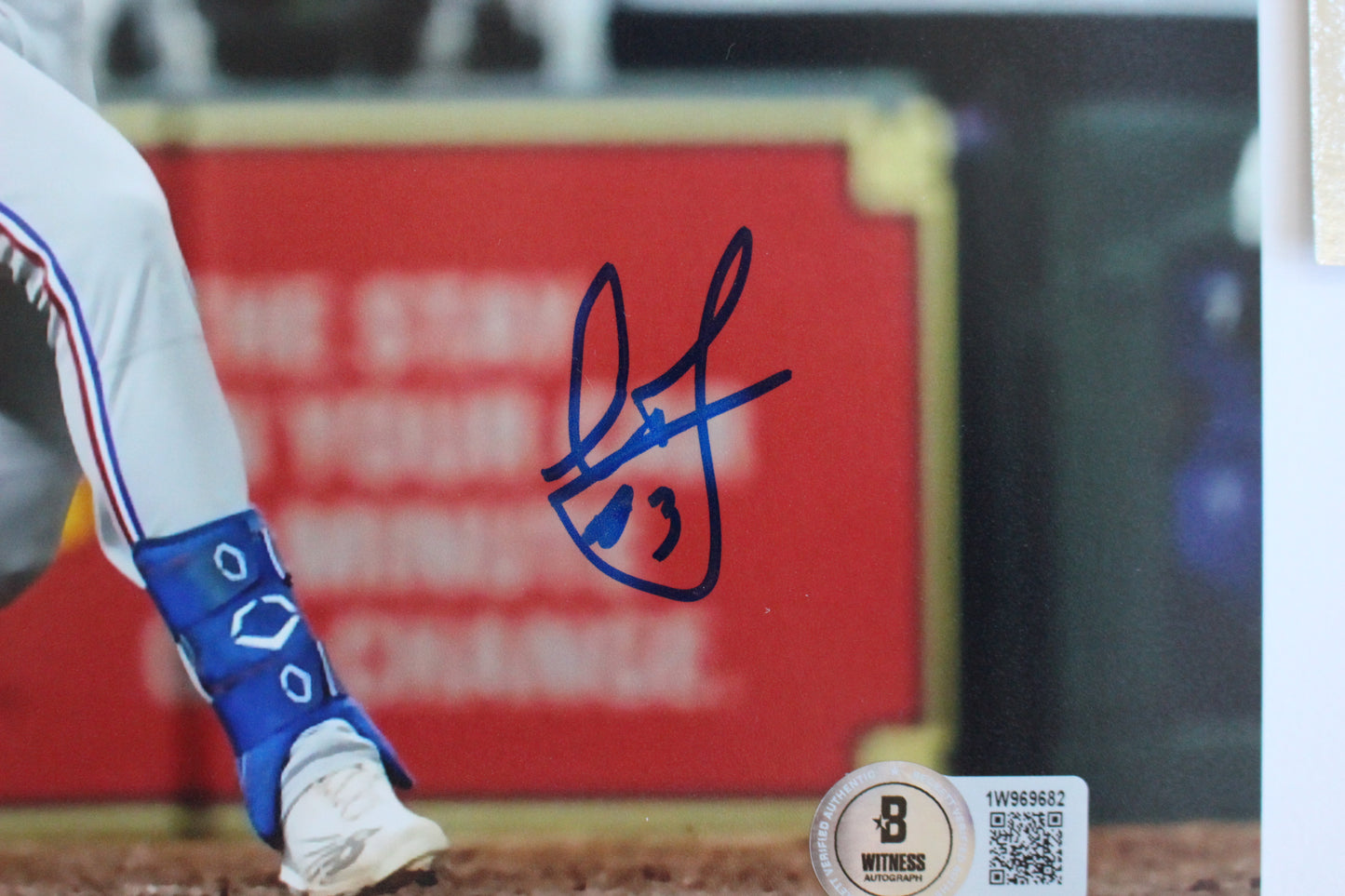 LEODY TAVARAS TEXAS RANGERS SIGNED 8x10 at BAT Blue Jersey BAS COA