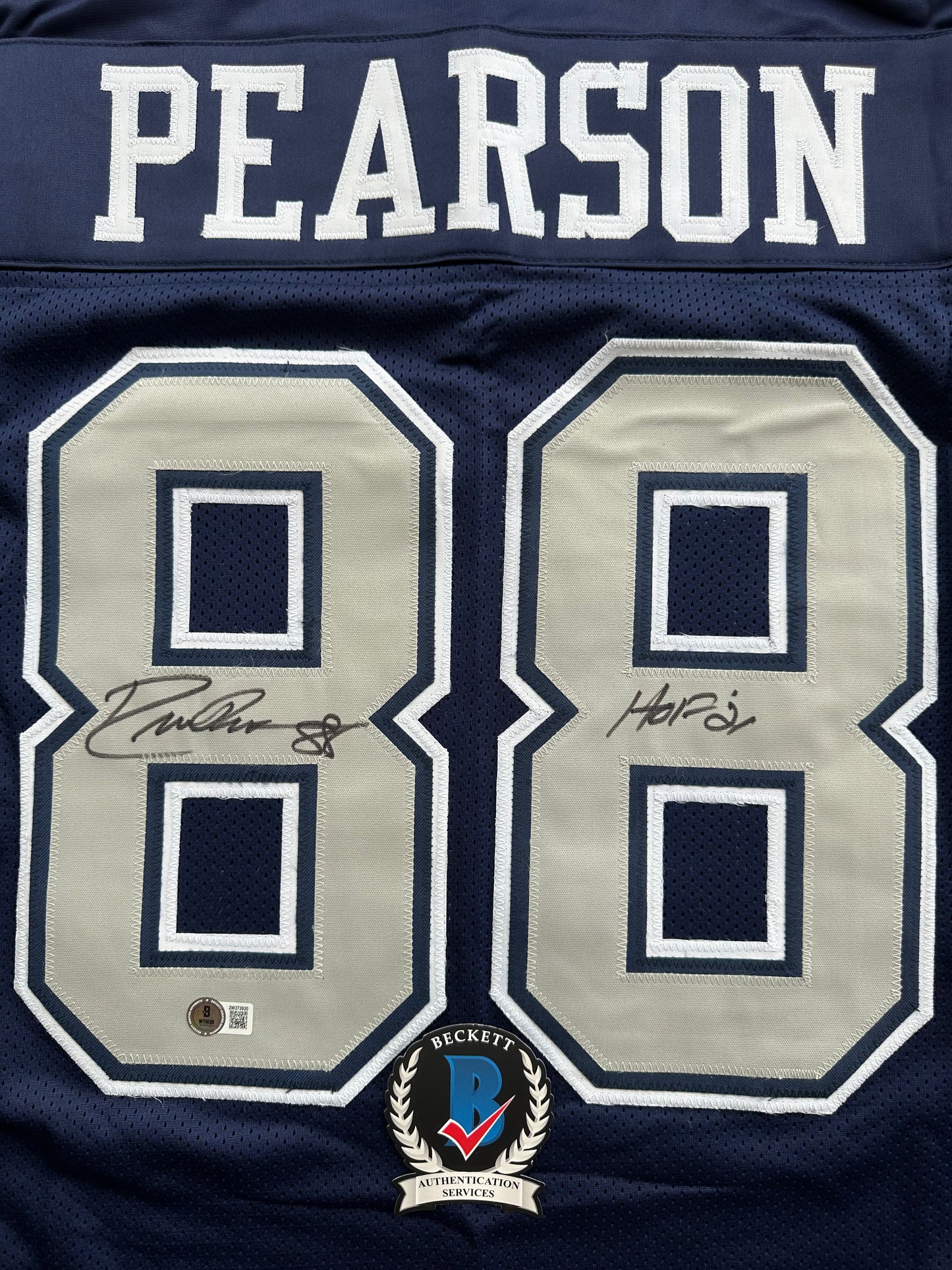 DREW PEARSON DALLAS COWBOYS SIGNED BLUE JERSEY w/HOF 21 Inscription BAS