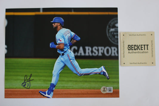 LEODY TAVERAS TEXAS RANGERS SIGNED 8x10 PHOTO Rounding the Bases BAS COA