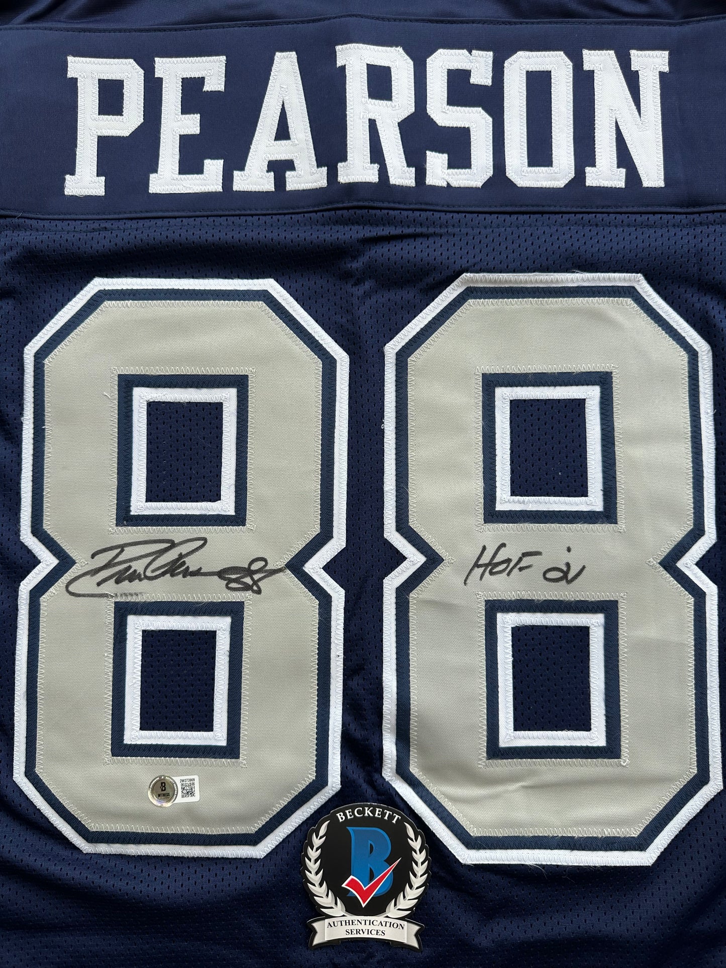 DREW PEARSON DALLAS COWBOYS SIGNED BLUE JERSEY w/HOF 21 Inscription BAS