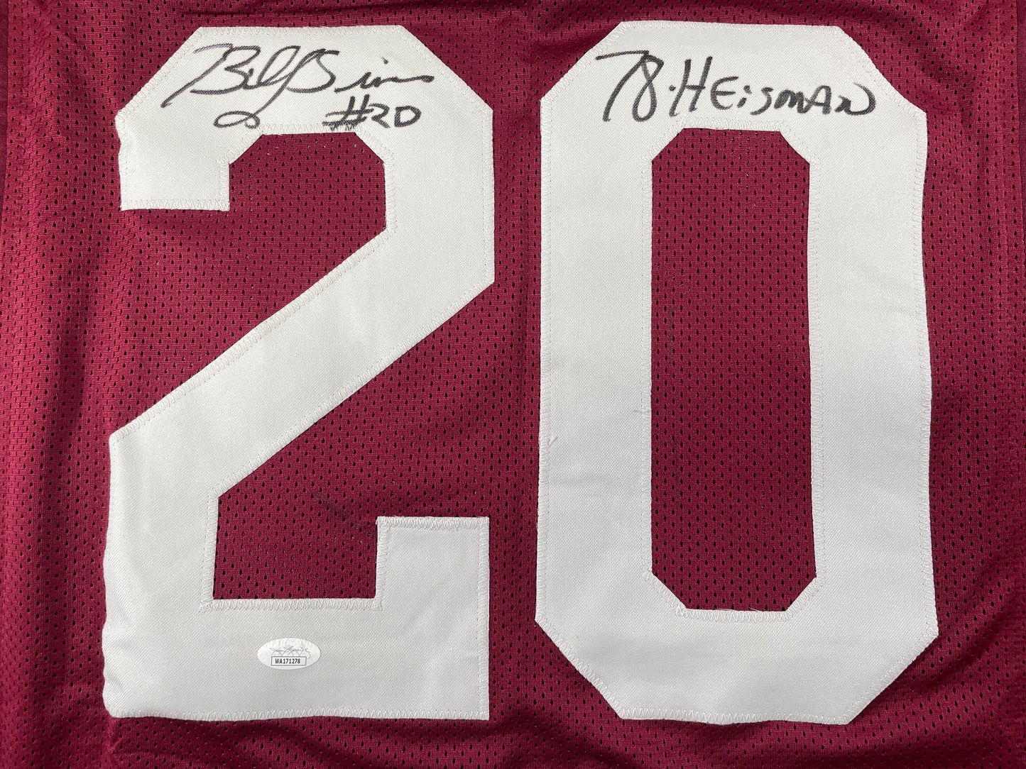 BILLY SIMS Oklahoma OU Sooners SIGNED JERSEY Detriot Lions XL w/78 HEISMAN JSA