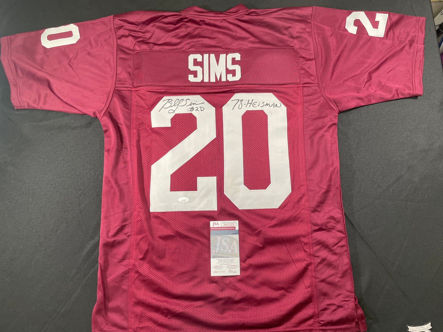 BILLY SIMS Oklahoma OU Sooners SIGNED JERSEY Detriot Lions XL w/78 HEISMAN JSA