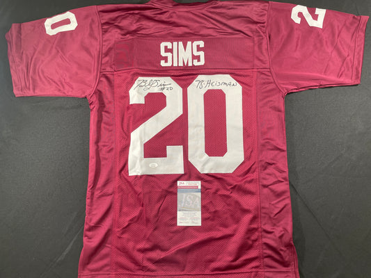BILLY SIMS Oklahoma OU Sooners SIGNED JERSEY Detriot Lions XL w/78 HEISMAN JSA