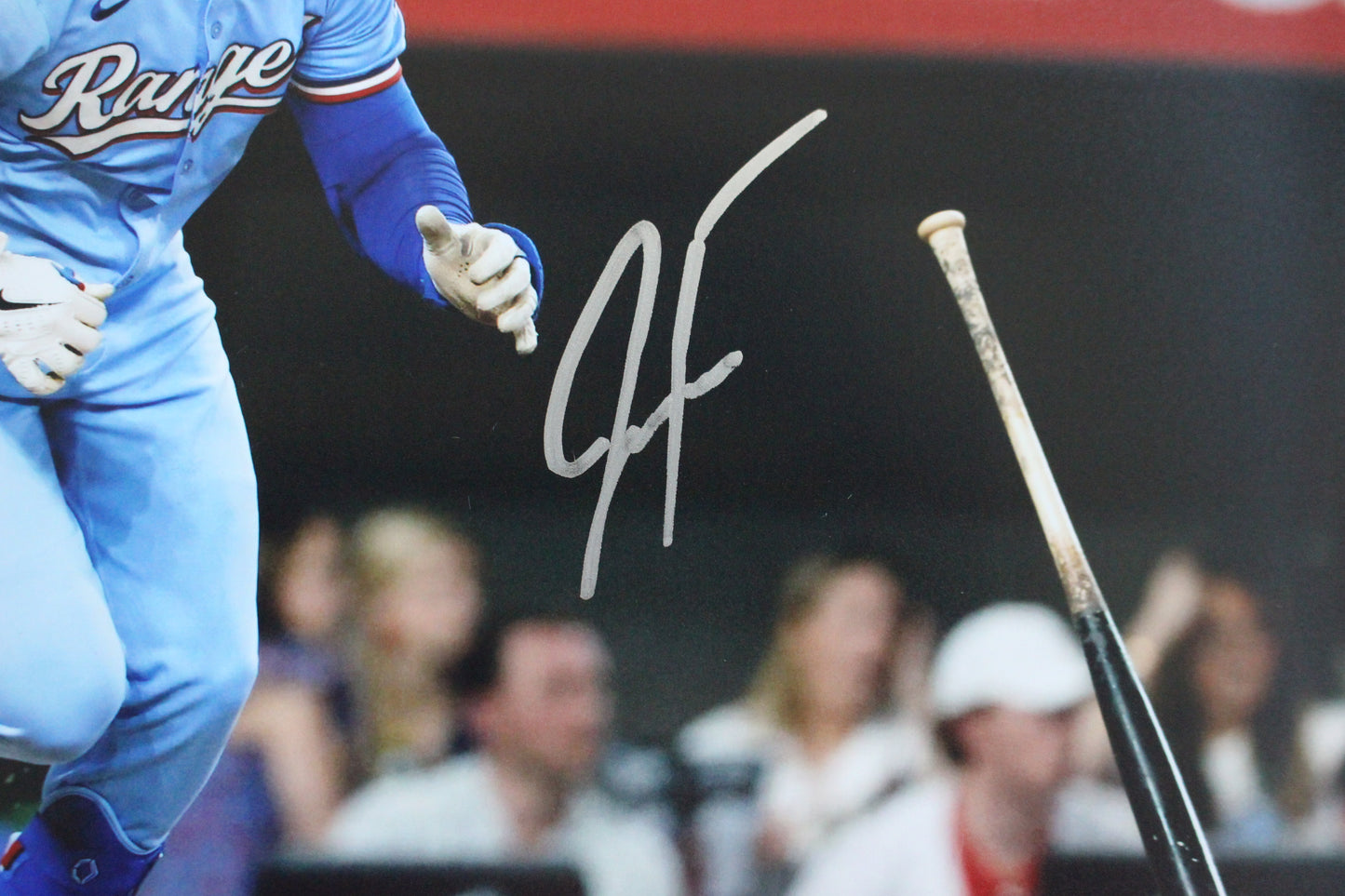 JUSTIN FOSCUE TEXAS RANGERS SIGNED 8x10 PHOTO Light Blue Uni BAS COA