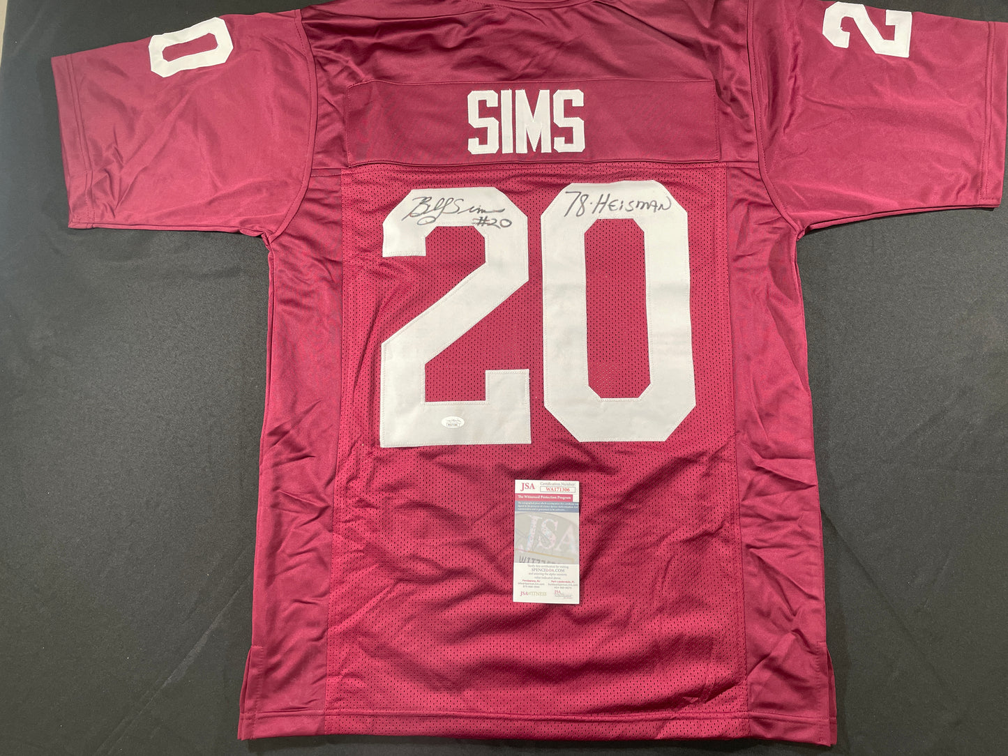 BILLY SIMS Oklahoma OU Sooners SIGNED JERSEY Detriot Lions XL w/78 HEISMAN JSA