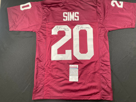 BILLY SIMS Oklahoma OU Sooners SIGNED JERSEY Detriot Lions XL w/78 HEISMAN JSA