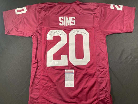 BILLY SIMS Oklahoma OU Sooners SIGNED JERSEY Detriot Lions XL w/78 HEISMAN JSA