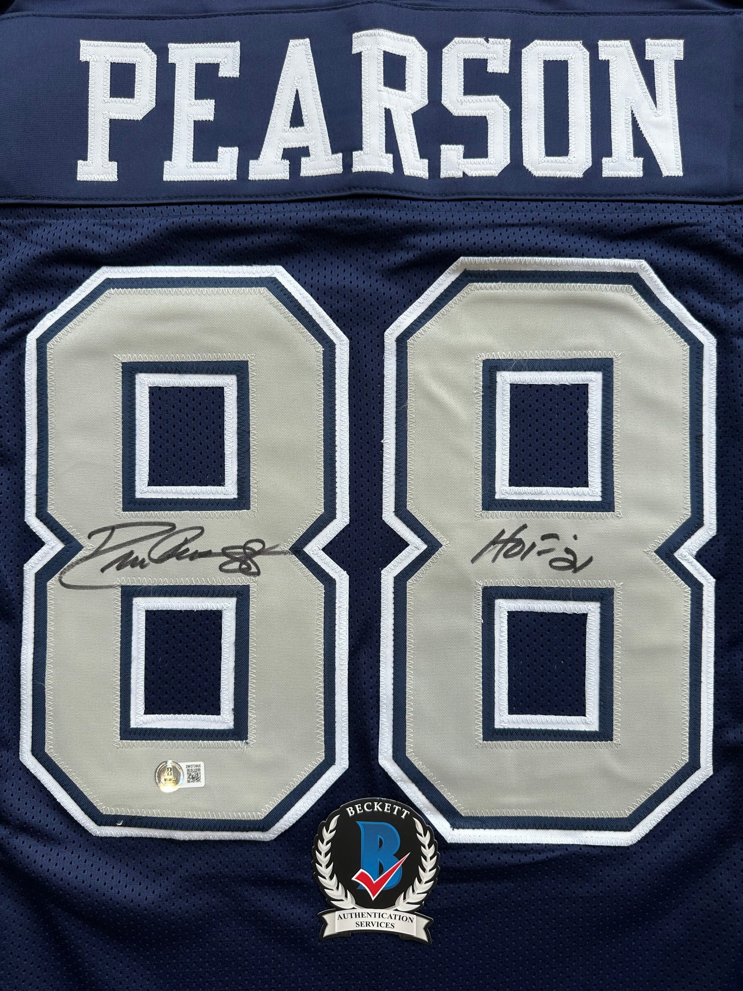 DREW PEARSON DALLAS COWBOYS SIGNED BLUE JERSEY w/HOF 21 Inscription BAS