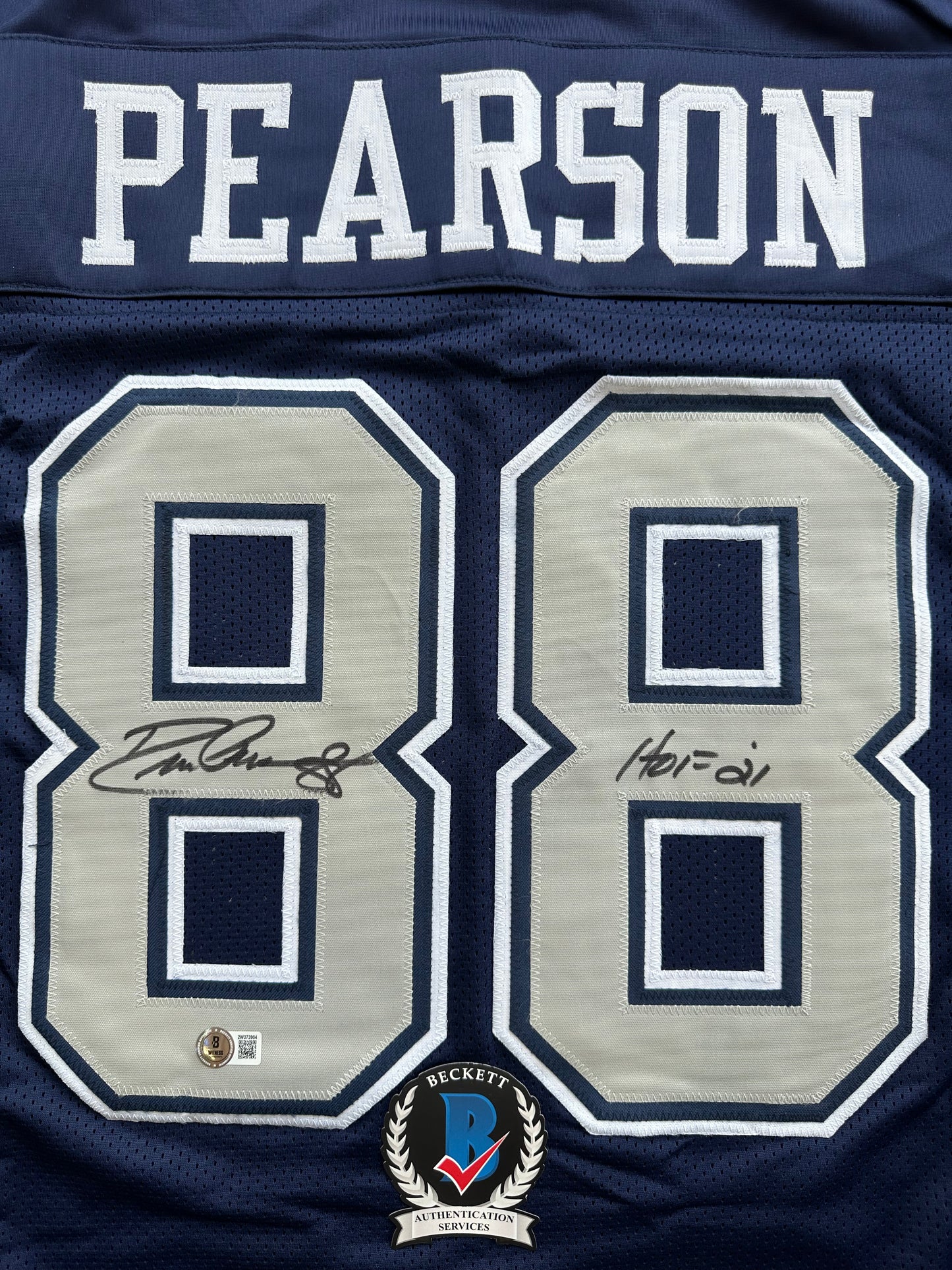 DREW PEARSON DALLAS COWBOYS SIGNED BLUE JERSEY w/HOF 21 Inscription BAS