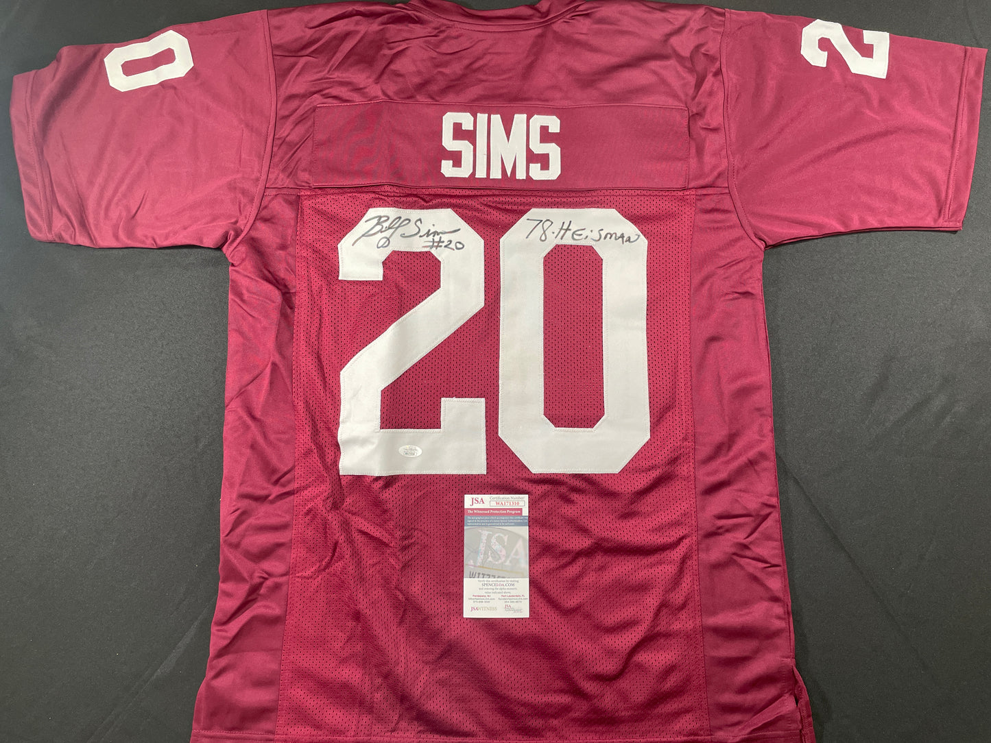 BILLY SIMS Oklahoma OU Sooners SIGNED JERSEY Detriot Lions XL w/78 HEISMAN JSA