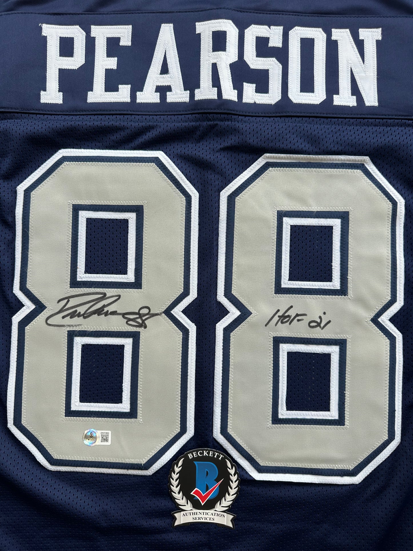 DREW PEARSON DALLAS COWBOYS SIGNED BLUE JERSEY w/HOF 21 Inscription BAS