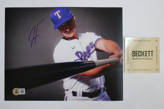 JUSTIN FOSCUE TEXAS RANGERS SIGNED 8x10 PHOTO In Studio BAS