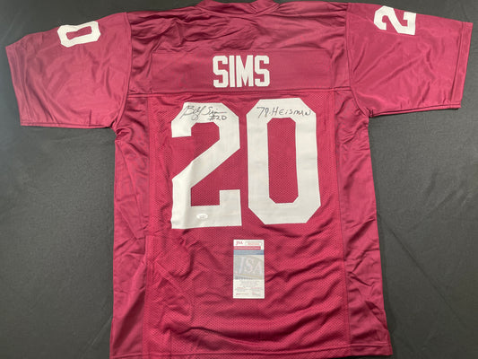 BILLY SIMS Oklahoma OU Sooners SIGNED JERSEY Detriot Lions XL w/78 HEISMAN JSA