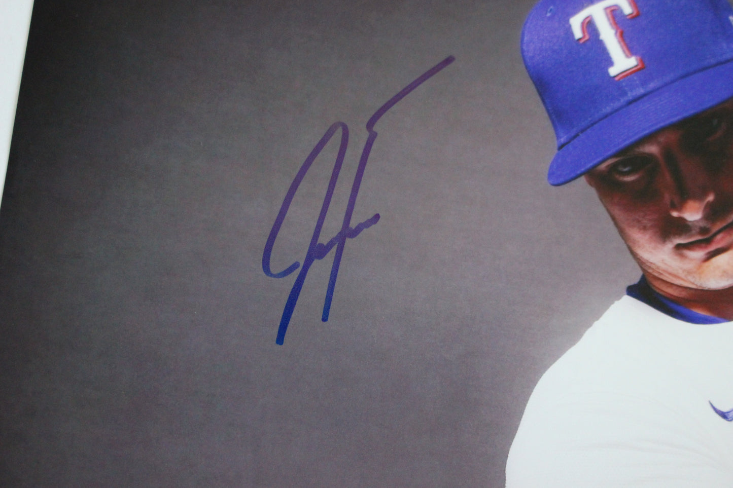 JUSTIN FOSCUE TEXAS RANGERS SIGNED 8x10 PHOTO In Studio BAS