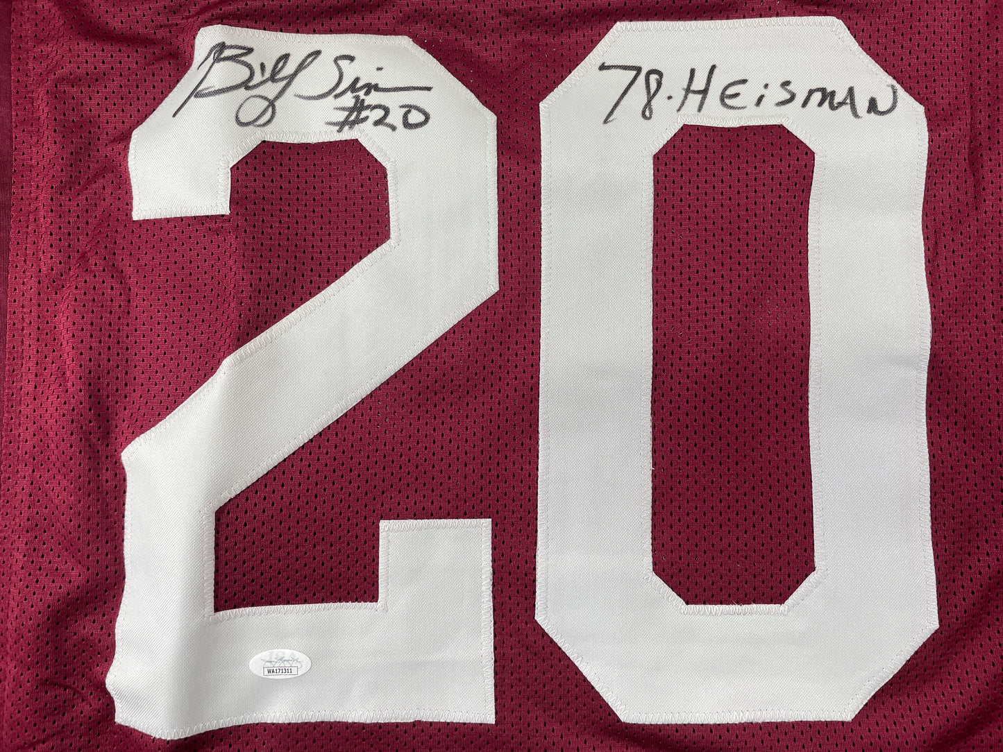 BILLY SIMS Oklahoma OU Sooners SIGNED JERSEY Detriot Lions XL w/78 HEISMAN JSA