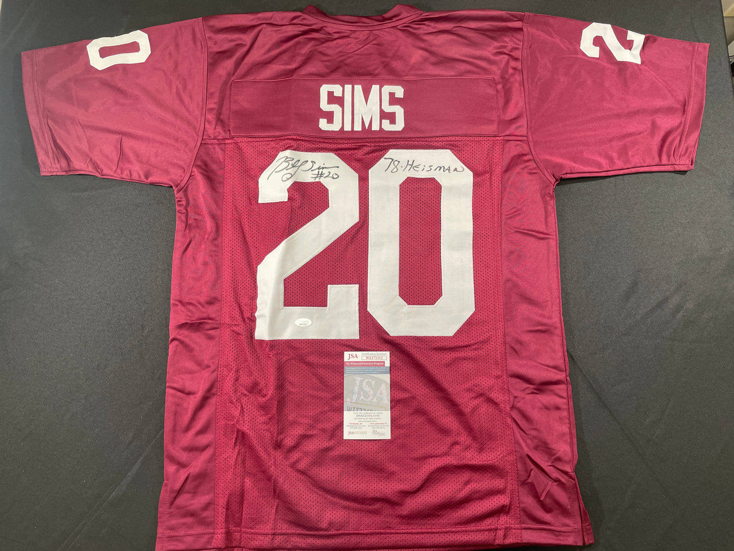 BILLY SIMS Oklahoma OU Sooners SIGNED JERSEY Detriot Lions XL w/78 HEISMAN JSA