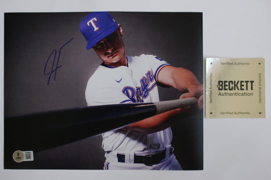 JUSTIN FOSCUE TEXAS RANGERS SIGNED 8x10 PHOTO In Studio BAS
