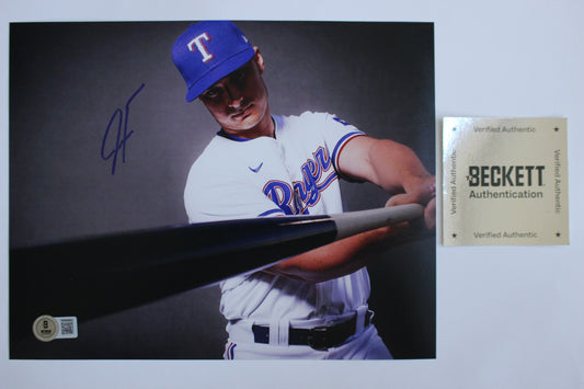 JUSTIN FOSCUE TEXAS RANGERS SIGNED 8x10 PHOTO In Studio BAS