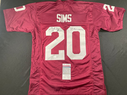 BILLY SIMS Oklahoma OU Sooners SIGNED JERSEY Detriot Lions XL w/78 HEISMAN JSA