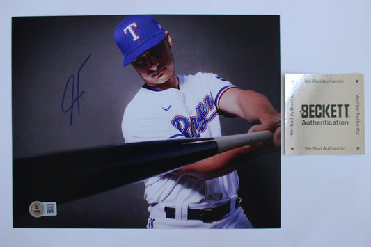 JUSTIN FOSCUE TEXAS RANGERS SIGNED 8x10 PHOTO In Studio BAS