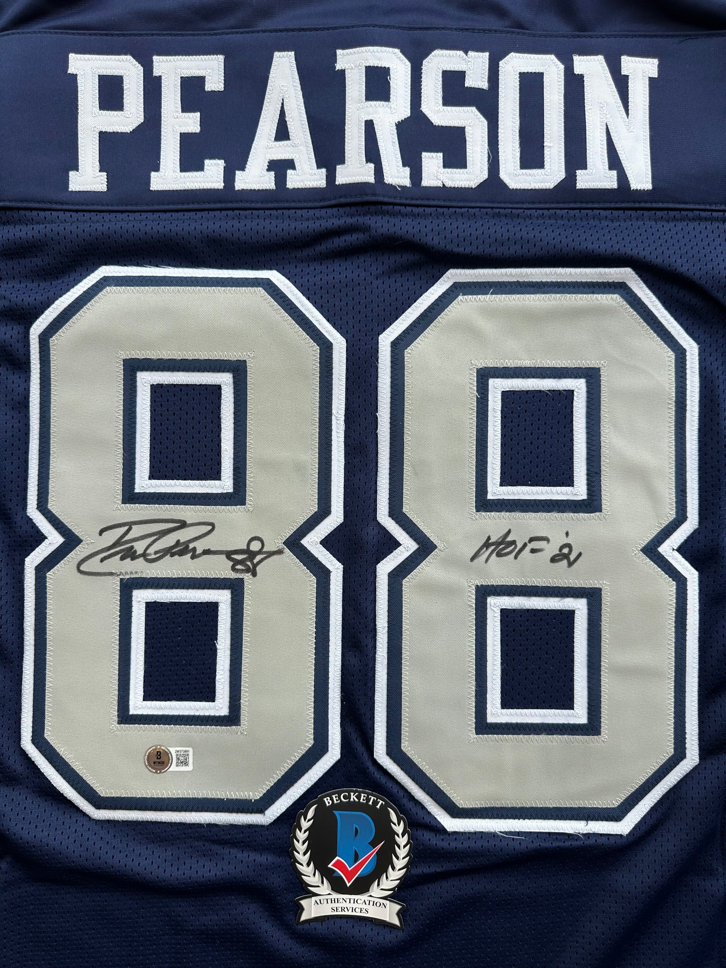 DREW PEARSON DALLAS COWBOYS SIGNED BLUE JERSEY w/HOF 21 Inscription BAS