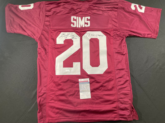 BILLY SIMS Oklahoma OU Sooners SIGNED JERSEY Detriot Lions XL w/78 HEISMAN JSA