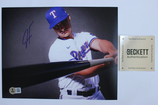 JUSTIN FOSCUE TEXAS RANGERS SIGNED 8x10 PHOTO In Studio BAS
