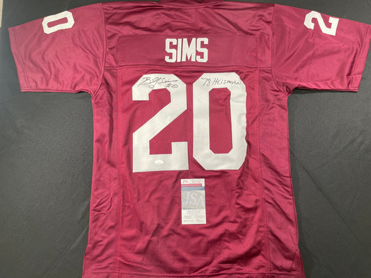 BILLY SIMS Oklahoma OU Sooners SIGNED JERSEY Detriot Lions XL w/78 HEISMAN JSA