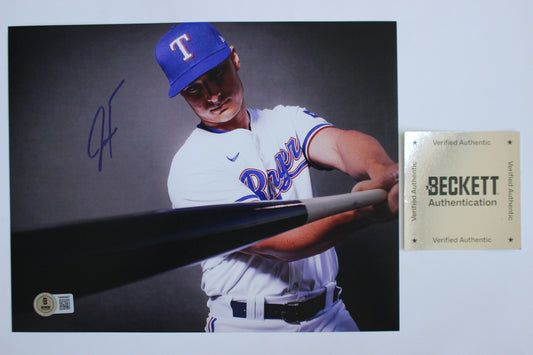 JUSTIN FOSCUE TEXAS RANGERS SIGNED 8x10 PHOTO In Studio BAS