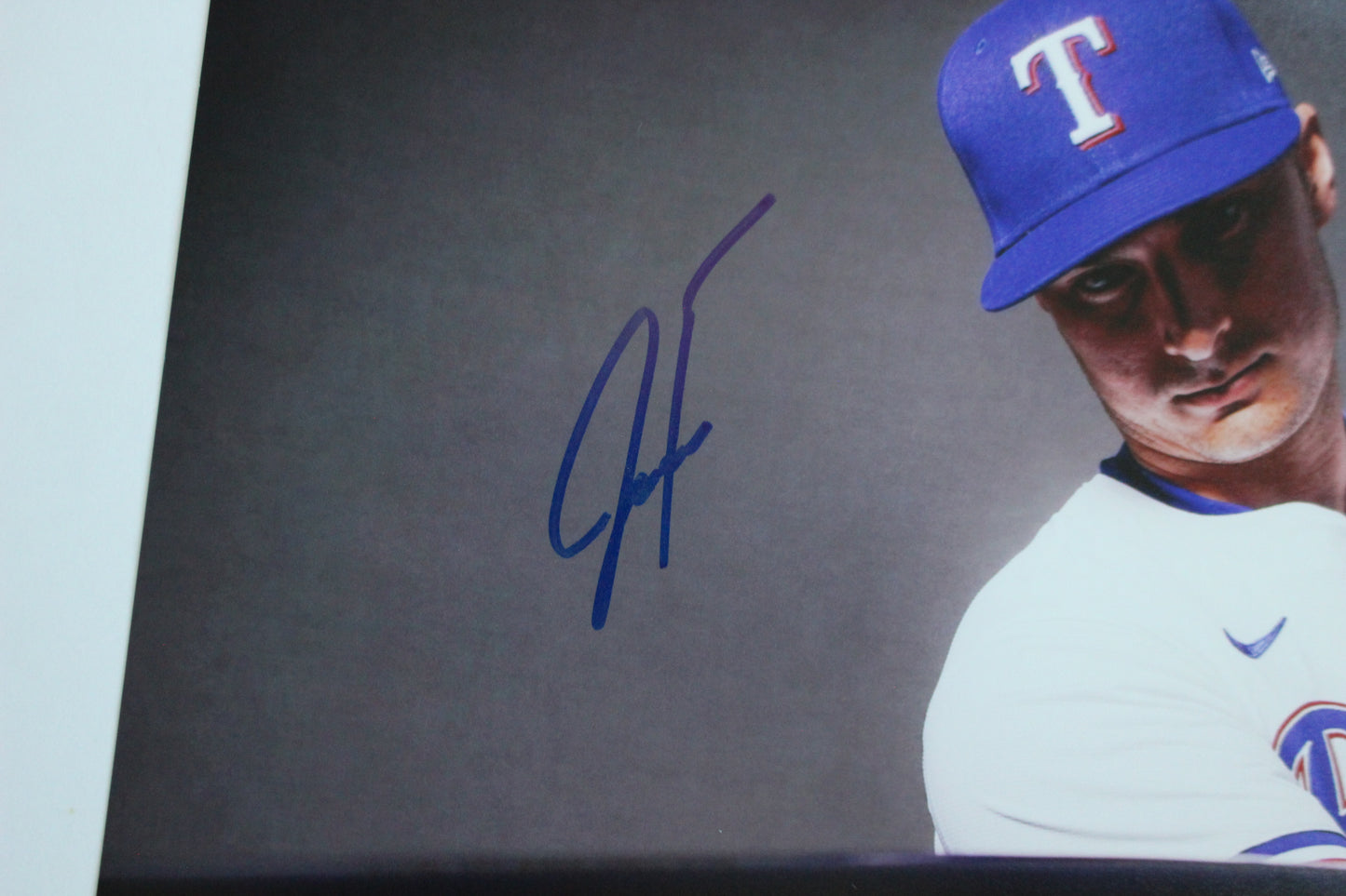 JUSTIN FOSCUE TEXAS RANGERS SIGNED 8x10 PHOTO In Studio BAS