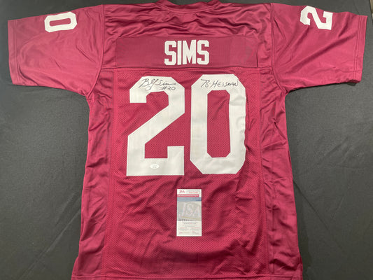 BILLY SIMS Oklahoma OU Sooners SIGNED JERSEY Detriot Lions XL w/78 HEISMAN JSA