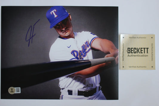 JUSTIN FOSCUE TEXAS RANGERS SIGNED 8x10 PHOTO In Studio BAS