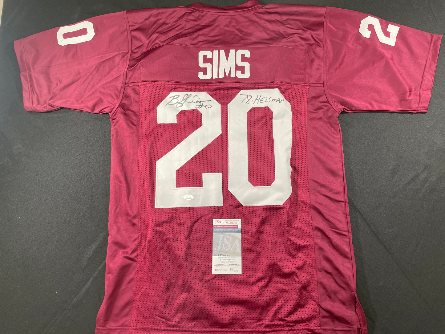 BILLY SIMS Oklahoma OU Sooners SIGNED JERSEY Detriot Lions XL w/78 HEISMAN JSA