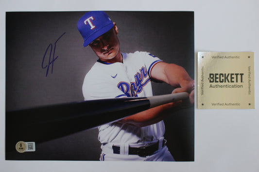 JUSTIN FOSCUE TEXAS RANGERS SIGNED 8x10 PHOTO In Studio BAS