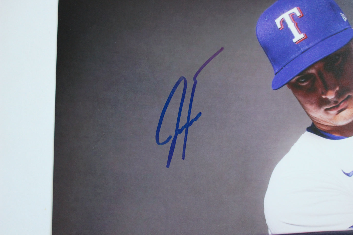 JUSTIN FOSCUE TEXAS RANGERS SIGNED 8x10 PHOTO In Studio BAS