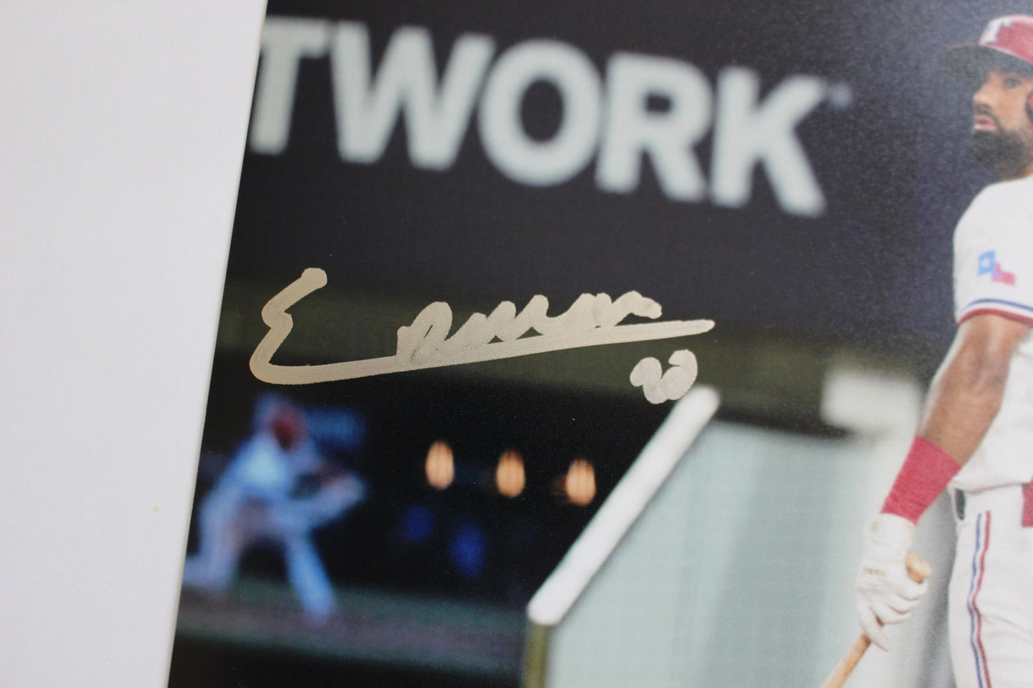 EZEQUIEL DURAN TEXAS RANGERS SIGNED 8x10 PHOTO Red Helmet HR BAS COA